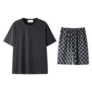 Beiyan summer cotton short -sleeved men's pajamas fashion leisure youth can wear cooling home clothing suits