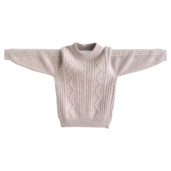 Children's sweater solid color boy cashmere sweater thickened girls wool sweater medium large children's pullover medium high neck versatile