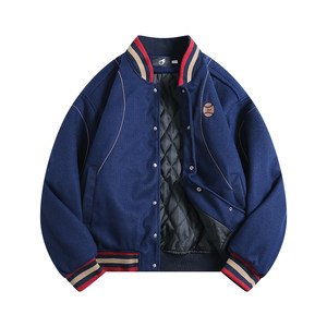 
BOYUE American retro contrasting color baseball cotton jacket for men and women, loose and versatile, high-end casual couple jacket