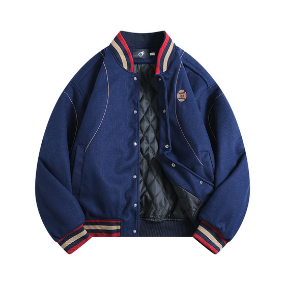 
BOYUE American retro contrasting color baseball cotton jacket for men and women, loose and versatile, high-end casual couple jacket