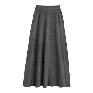 
pusumede black high-waisted skirt for women in spring and autumn 2025 new casual versatile long skirt A-line knitted skirt