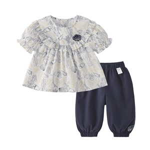 
jellybaby girls summer suit baby short-sleeved summer thin pure cotton 2026 new style children's two-piece set