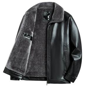 
Middle-aged and elderly men's 60-year-old leather jacket with velvet leather jacket 70-year-old grandfather elderly clothes winter leather jacket