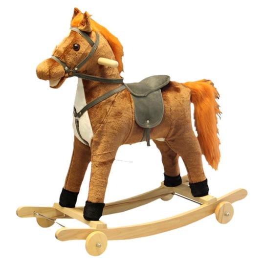 青い魚のロッキングホース - 幼児向けのソリッドウッドぬいぐるみ玩具