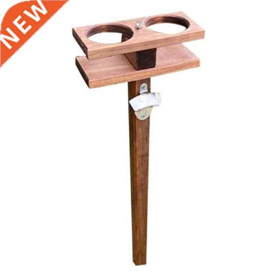 Outdoor Cup Wine Holder Wooden Drinks Rack Portable Table