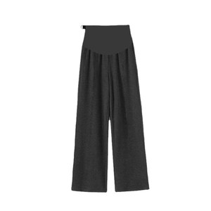 Leomami pregnant women's pants in autumn wearing mopped wide -leg pants to hold the abdomen, loose and vertical sense of temperament, casual straight pants
