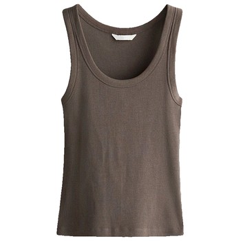 HM women's vest 2025 autumn new style ribbed round neck slim and fashionable burgundy inner suspender 1257593