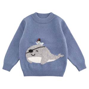 
[Cashmere] MOLIULIU Children's Cartoon Sweater Autumn and Winter Boys Cashmere Sweater Baby Knitted Bottoming Sweater