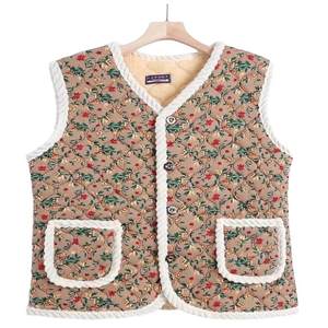 Mom cotton vest Middle -aged and elderly women's dad daddy in winter, middle -aged commute, thickened versatile short horse clamp embroidery
