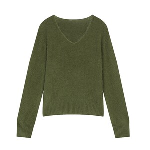 
[94% Sheep Wool] Fairy Pocket Yellow V-neck New Year Sweater Women's 26 Spring and Autumn New Style Lazy Wind Soft