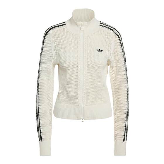 
adidas Adidas knitted black and white women's hollow Korean style jacket KC6496 clover women's top
