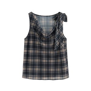 
French retro plaid sleeveless suspender vest for women in summer design suit high waist skirt belt
