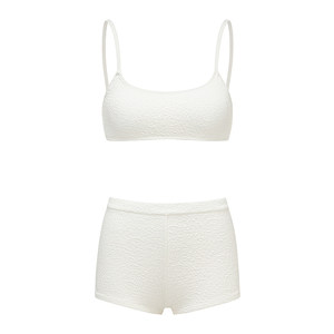 Yukari swim white swimsuit women's new small breasts gathered bikini island vacation high waist flat corner swimsuit