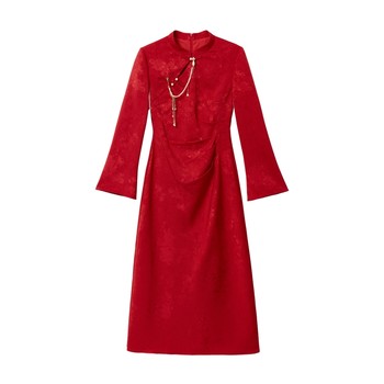 Blue Language New Chinese Style Red Engagement Cheongsam Dress