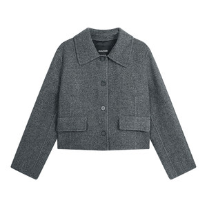 
pusumede Gentle and noble 1OO sheep wool woolen jacket, feminine silhouette, short double-sided woolen jacket