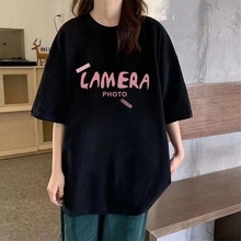 Pure cotton short sleeved t-shirt for women in summer 2024, new large-sized women's clothing in Korean version, loose and slimming, half sleeved clothes made entirely of cotton