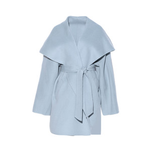 
DPLAY [Black Label] Winter blue lapel woolen coat 100 wool short double-sided woolen coat for women