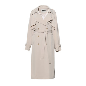 
DPLAY 2025 autumn new khaki windbreaker jacket for women unique and elegant long coat