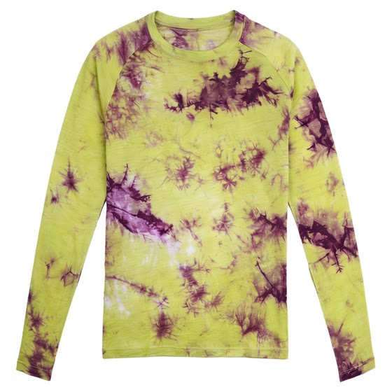 
Gray shell outdoor merino wool quick-drying tie-dyed long-sleeved mountaineering sweat-wicking Merino spring and summer men's and women's T-shirts