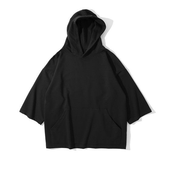 ບໍລິສຸດ Oversize Summer Ultra Ultra -thin hooded hoodeed hoodeed hoodie ເຄິ່ງຫນຶ່ງ -sleeved Hoodie ຫ້າ -point -point ແຂນເສື້ອຍືດສີອ່ອນ