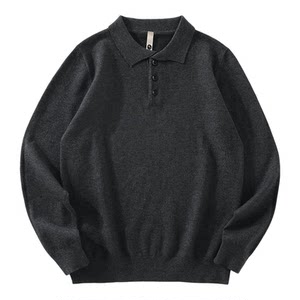 
LUUD High-quality elegant and luxurious solid color thermal inner layer base knitted POLO shirt men's autumn and winter slim lapel sweater
