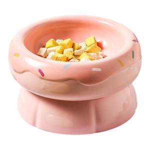 
Cat bowl ceramic pet bowl large diameter cat food bowl kitten double bowl water bowl dog food bowl anti-overturn donut bowl