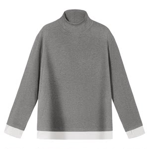 
PSO Brand men's and women's fake two-piece contrasting color round neck long-sleeved inner layering shirt warm knitted top