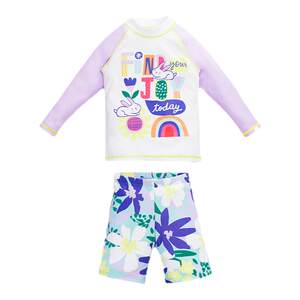 Baby swimsuit female treasure hot spring girl 3 -year -old children's foreign spirit, love long -sleeved sunscreen split swimsuit pants
