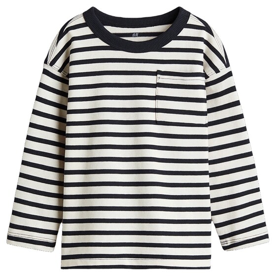 
HM children's clothing children's boys T-shirt spring round neck long sleeve soft casual striped inner top 1199862