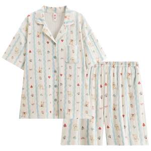 
Fenten women's pajamas summer pure cotton shorts shorts suit sweet and cute cartoon plus size cotton home clothes