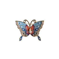 Yurun Blue Butterfly Brooch, Retro, National Trend, Oil Dripping Enamel, Blue Bird Inlaid With Pearls, Collar Pin, Trendy