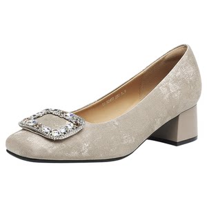 
Daphne New Chinese Style National Style Women's Shoes 2026 New Thick Heel Mom's Small Leather Shoes Nude Color Rhinestone High Heels