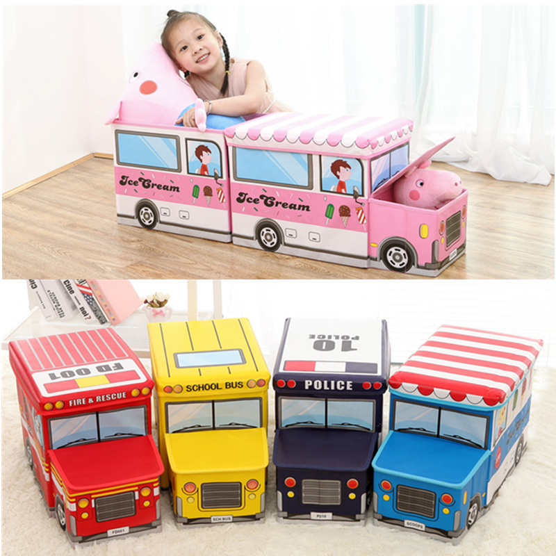 儿童玩具收纳箱可坐人箱子小火车收纳凳宝宝卡通整理筐折叠盒