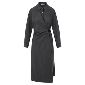 
Langzi temperament high-end shirt dress light workplace fashion high waist A-shaped big sway 2025 winter new style