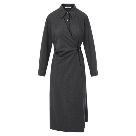 
Langzi temperament high-end shirt dress light workplace fashion high waist A-shaped big sway 2025 winter new style