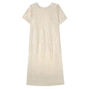 
White Deer Grammar Style Retro Jacquard Lace Dress 2025 Summer New Style High-Quality Hollow Slim Straight Skirt