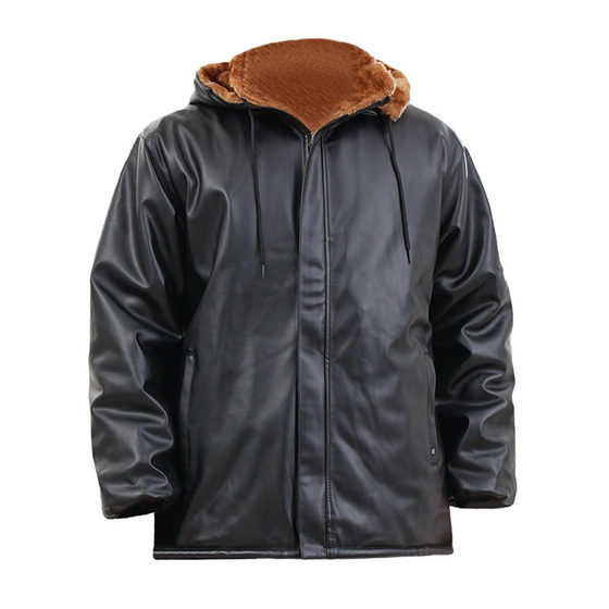 Plove thick leather pants set men's cotton jacket in winter riding takeaway windproof and loose work clothes leather jacket