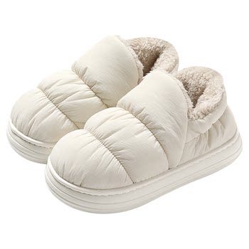 
Red bean down waterproof cotton slippers for women winter bag heel 2025 new high top plush warm outer wear cotton shoes for men
