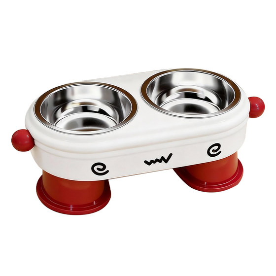 
Pet Bowl Stainless Steel Two-in-One Feeding and Drinking Cat Bowl Dog Bowl Large Diameter Heightened Design Cervical Protection Dog Food Bowl