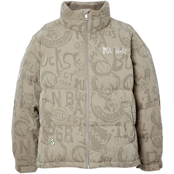 
Jack Jones NBA Joint Bucks 2025 New Men's Winter Down Jacket Letters Full Print Jacket