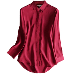Silk Shirt Women's Long Sleeve | Simple Slim Fit Solid Color Mulberry Silk Top | Women's Clothing