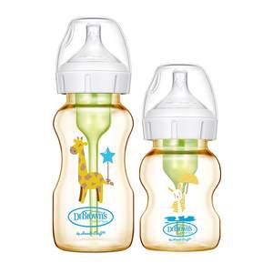 Dr. Brown's baby bottle is born from 0 to 6 months old, 1-2 years old, drinking milk, preventing bloating, ppsu, resistant to falling