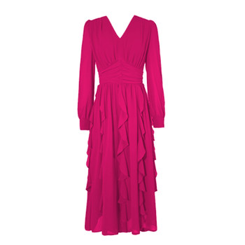 
Large size women's French retro ruffled dress