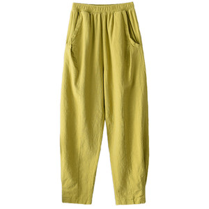 Masao lamp pants female spring and autumn retro loose wide -leg pants casual radish pants dad pants high -waisted cotton and hemp Haron pants