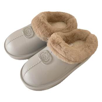 Fine strip cute bears warm and fleece slippers