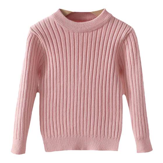 
Girls' spring and autumn sweater children's knitted tops for boys' winter pullover bottoming shirt baby solid color long sleeve versatile style