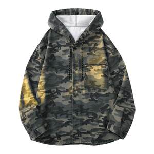 Fat Brother American camouflage denim jacket men's spring retro loose casual long-sleeved cardigan hooded sweatshirt