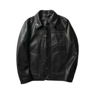 
Handsome and stylish! High-quality sheepskin! Slightly silhouetted spring casual and fashionable lapel leather jacket for men