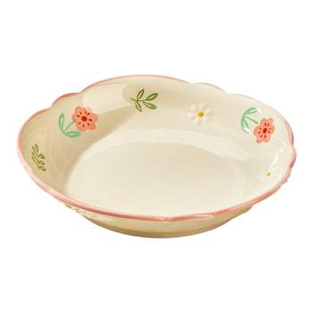 Fresh ceramic plate household dish 2025 new 7-inch deep plate underglaze colored tableware dish dishes stir-fry dish dishes