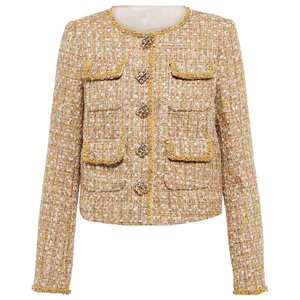The rich family Qianjin Golden Chancan French French Xiaoxiangfeng long -sleeved jacket vest dress female rough flower set